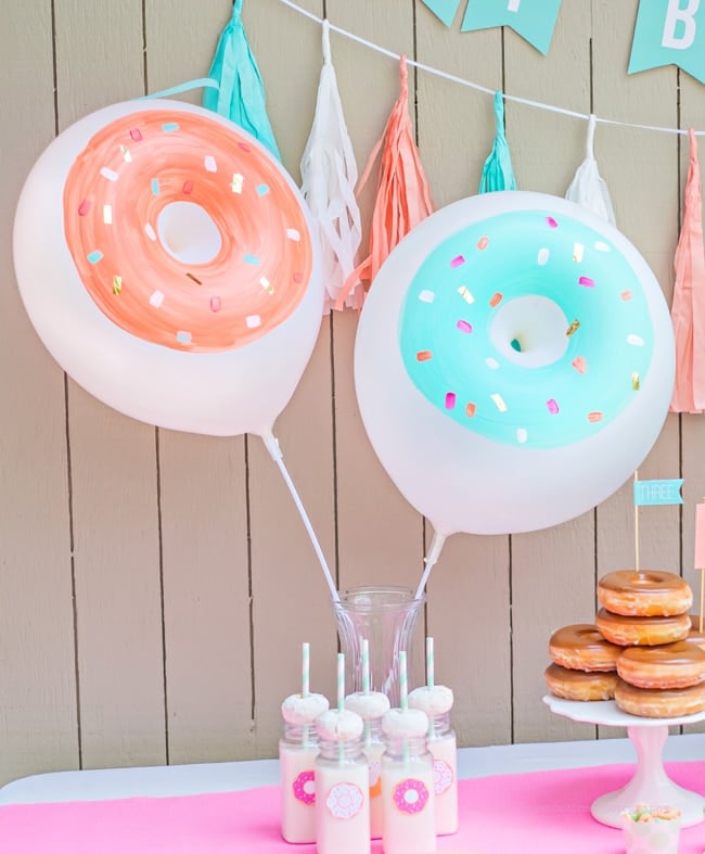 Mint and Coral Donut Party featured on Pretty My Party