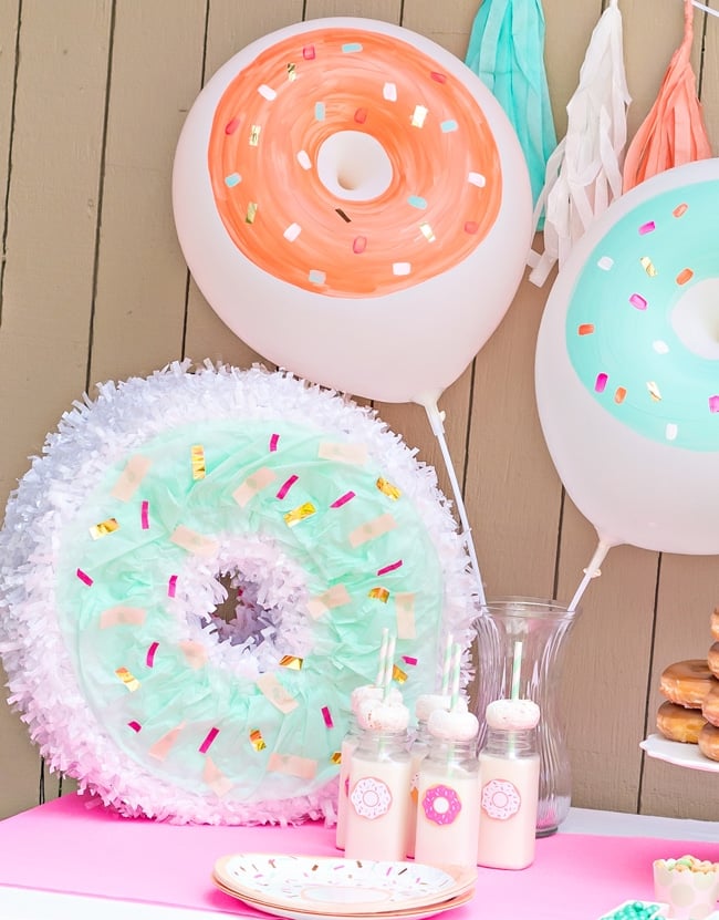 Mint and Coral Donut Party featured on Pretty My Party