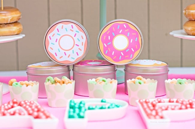 Mint and Coral Donut Party featured on Pretty My Party