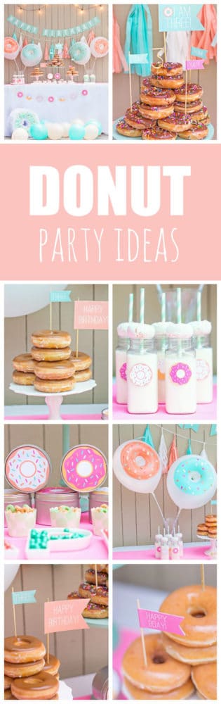 Mint and Coral Donut Party featured on Pretty My Party