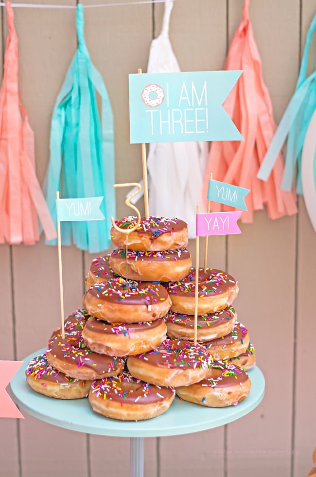 Mint and Coral Donut Party featured on Pretty My Party