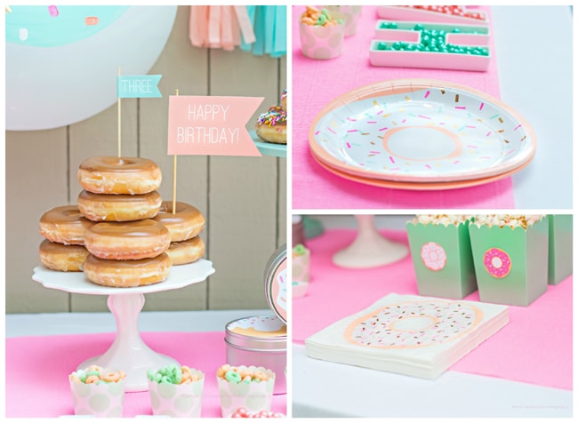 Mint and Coral Donut Party featured on Pretty My Party