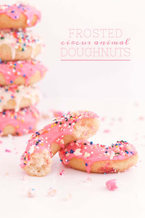 Frosted Circus Animal Cookie Donuts | Circus Animal Cookie Party Ideas
