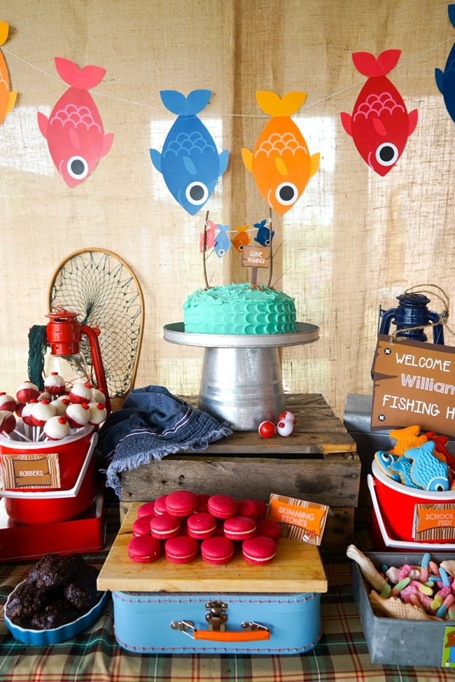 Most popular kids party themes: Gone Fishing Dessert Table