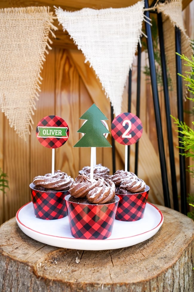 Lumberjack Party Cupcake Toppers