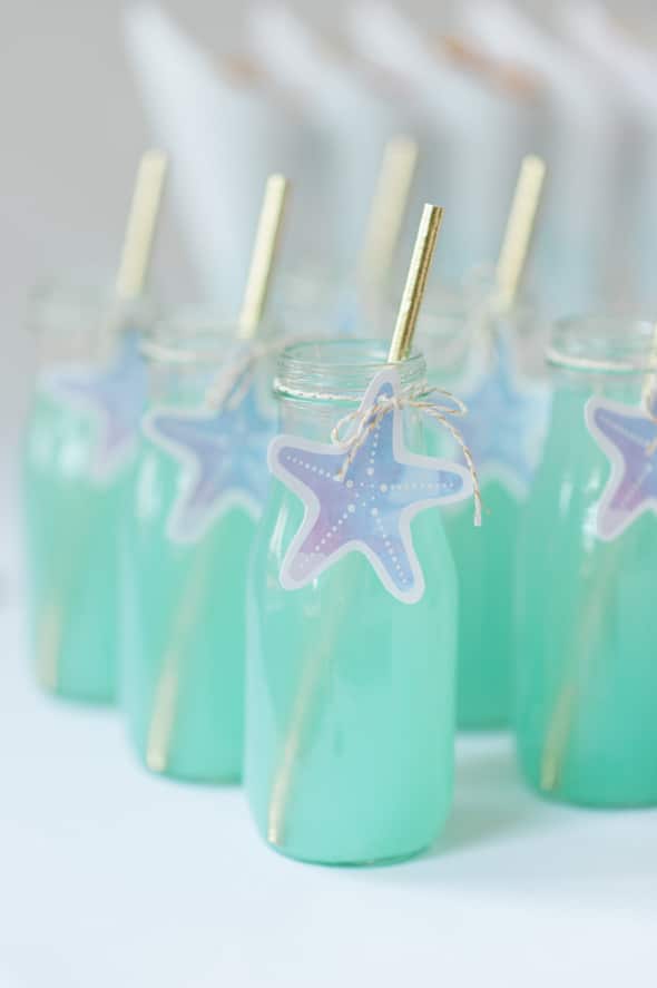 Gorgeous Mermaid Party Drinks with Seashell Tags