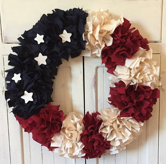 Patriotic Rag Wreath | Labor Day Party Ideas