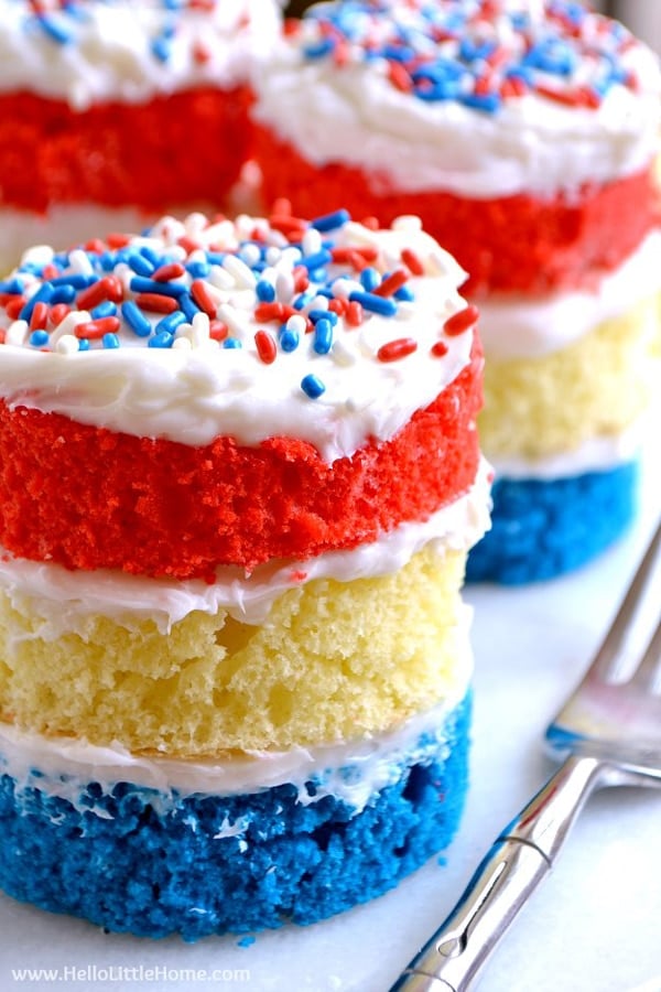 Red White and Blue Mini Cakes | Labor Day Party Ideas