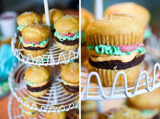 Hamburger Cupcakes for a Scooby Doo Birthday Party