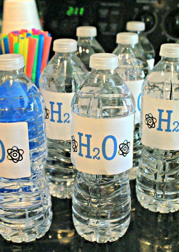 Water Bottle Labels | Mad Scientist Party Ideas