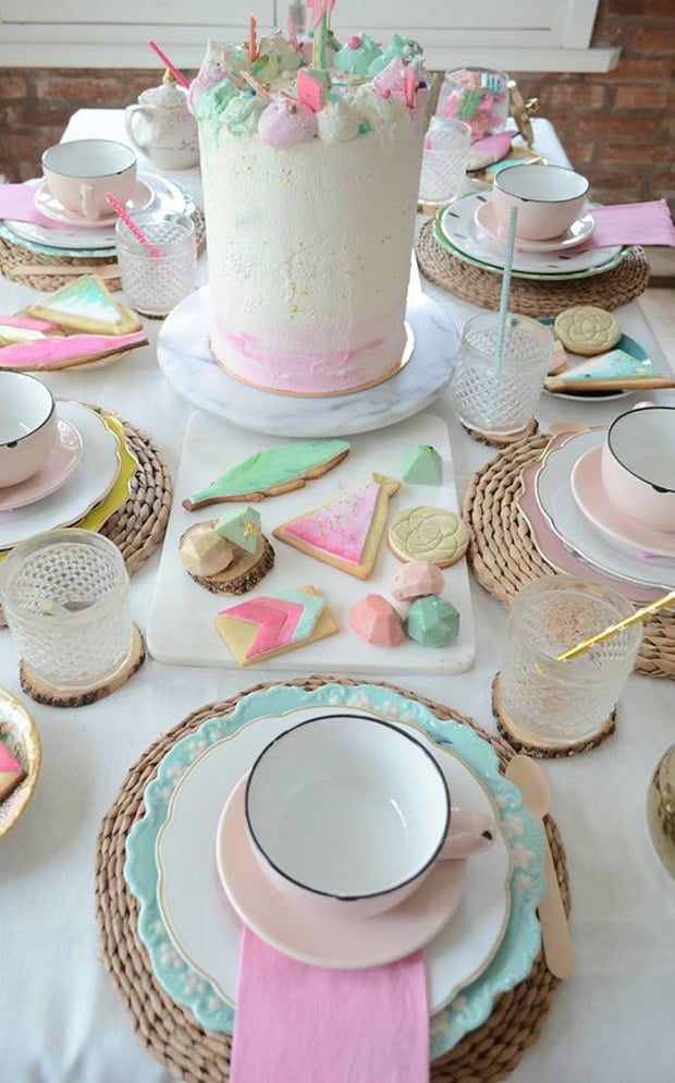 Boho Watercolor Themed Birthday Party featured on Pretty My Party