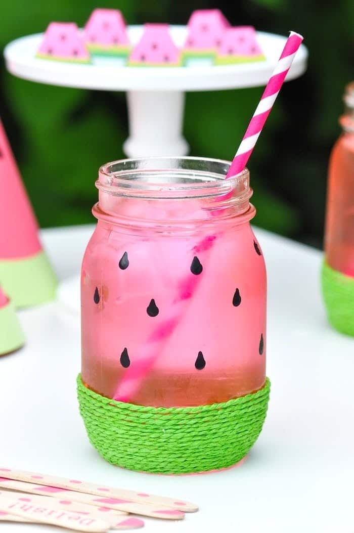 DIY Watermelon Mason Jar | Tutti Frutti Party Ideas