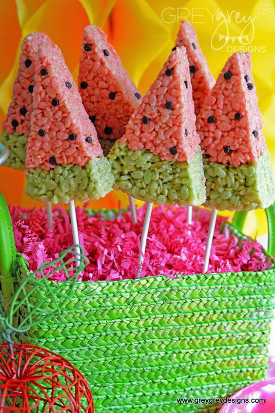 Watermelon Rice Krispie Treats | Tutti Frutti Party Ideas