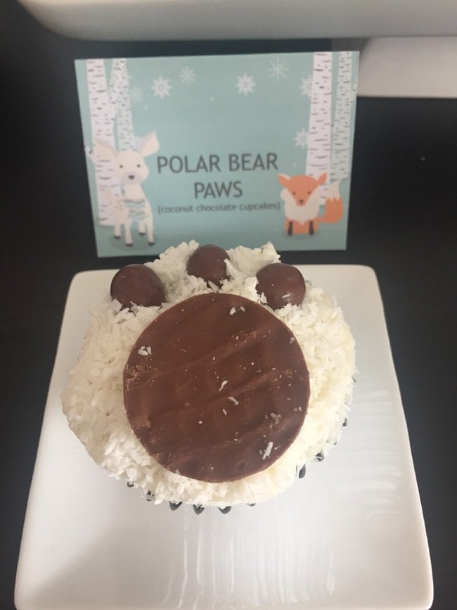 Winter Wonderland Party Polar Bear Paw Cupcakes
