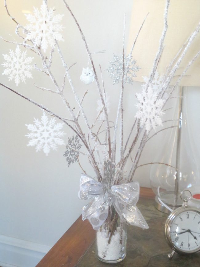 DIY Snowy Branches Centerpieces | Winter Wonderland Party Ideas