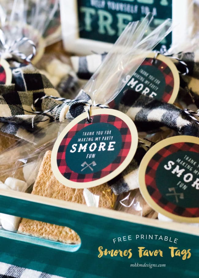 Free Printable S'mores Favor Tags | Lumberjack Party Ideas