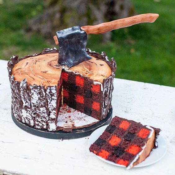 Plaid Lumberjack Cake | Lumberjack Party Ideas