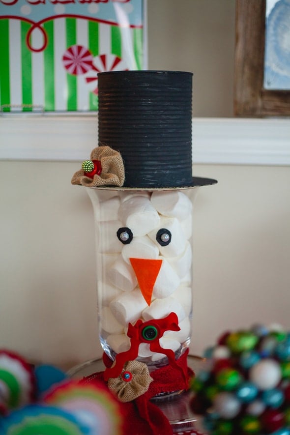 Snowman Marshmallow Jar Decoration | Winter Wonderland Party Ideas