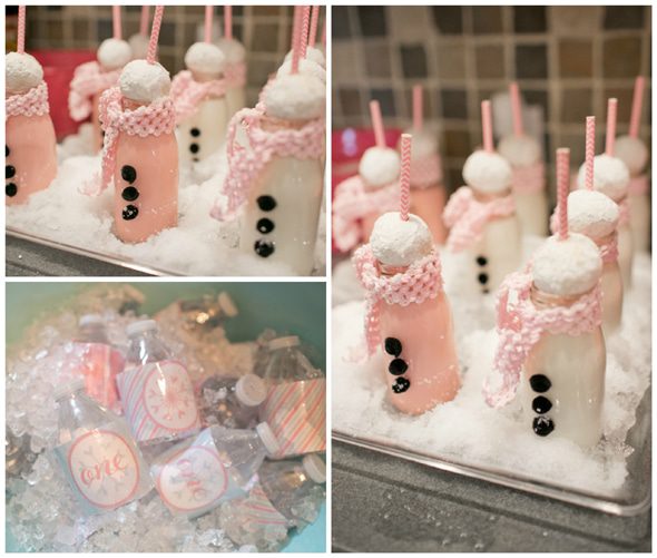 Adorable Snowman Milk | Winter Wonderland Party Ideas