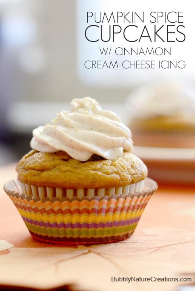 Pumpkin Spice Cupcakes with Cinnamon Cream Cheese Icing