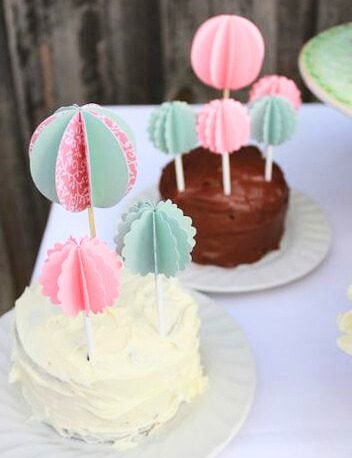 DIY paper pom cake topper