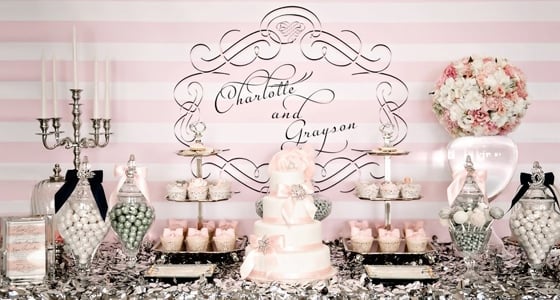 Pink and Silver Dessert Table