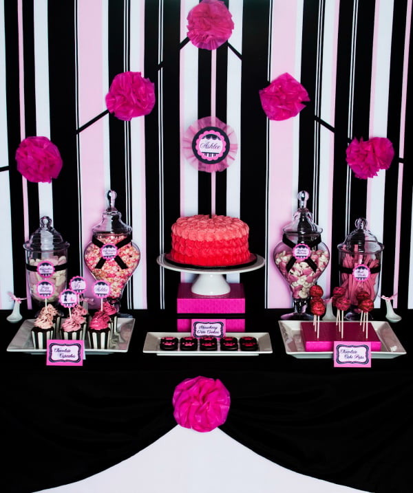 Pink Poodle Party Dessert Table