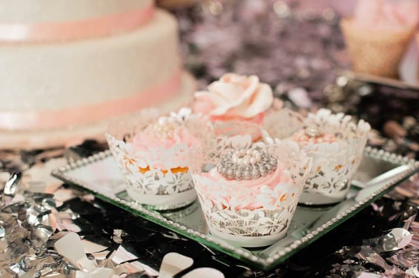 Pink Cupcakes With Pearls and Doily Wrappers