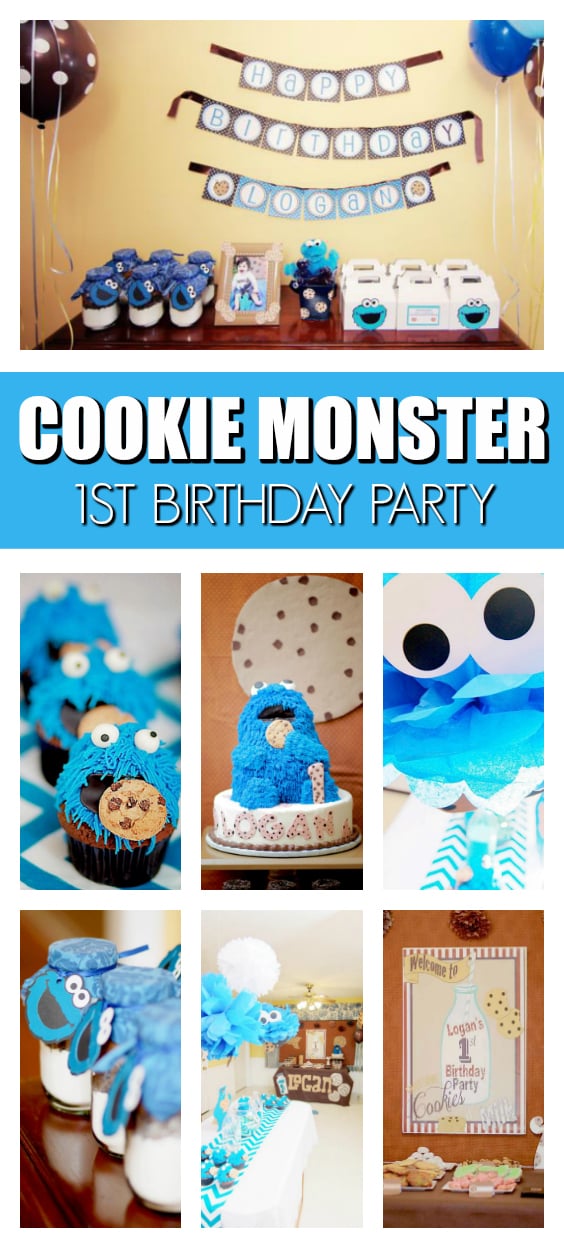 Cookies Monster 1st Birthday Party on Pretty My Party