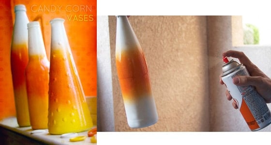 DIY Candy Corn Bottle Vases