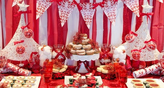 Red and White Holiday Dessert Table