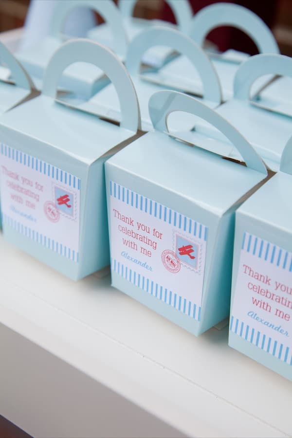 Vintage Airplane First Birthday Party Favor Boxes