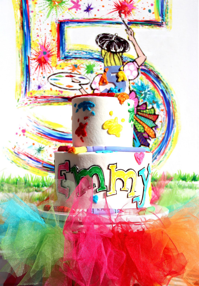 Rainbow Art Party Birthday Cake