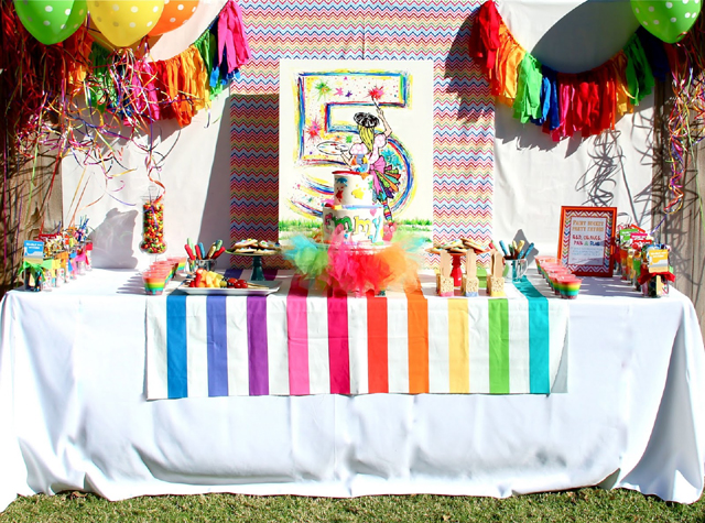 Rainbow Art Party Dessert Table