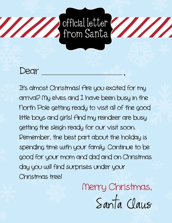 Free Official Letter From Santa Printable on Pretty My Party