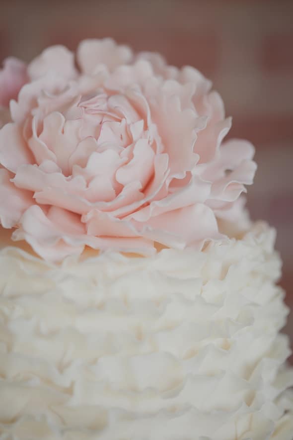 Tea Party Bridal Shower Cake with Pink Peony