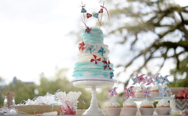 Mint and Coral Pinwheel First Birthday Party