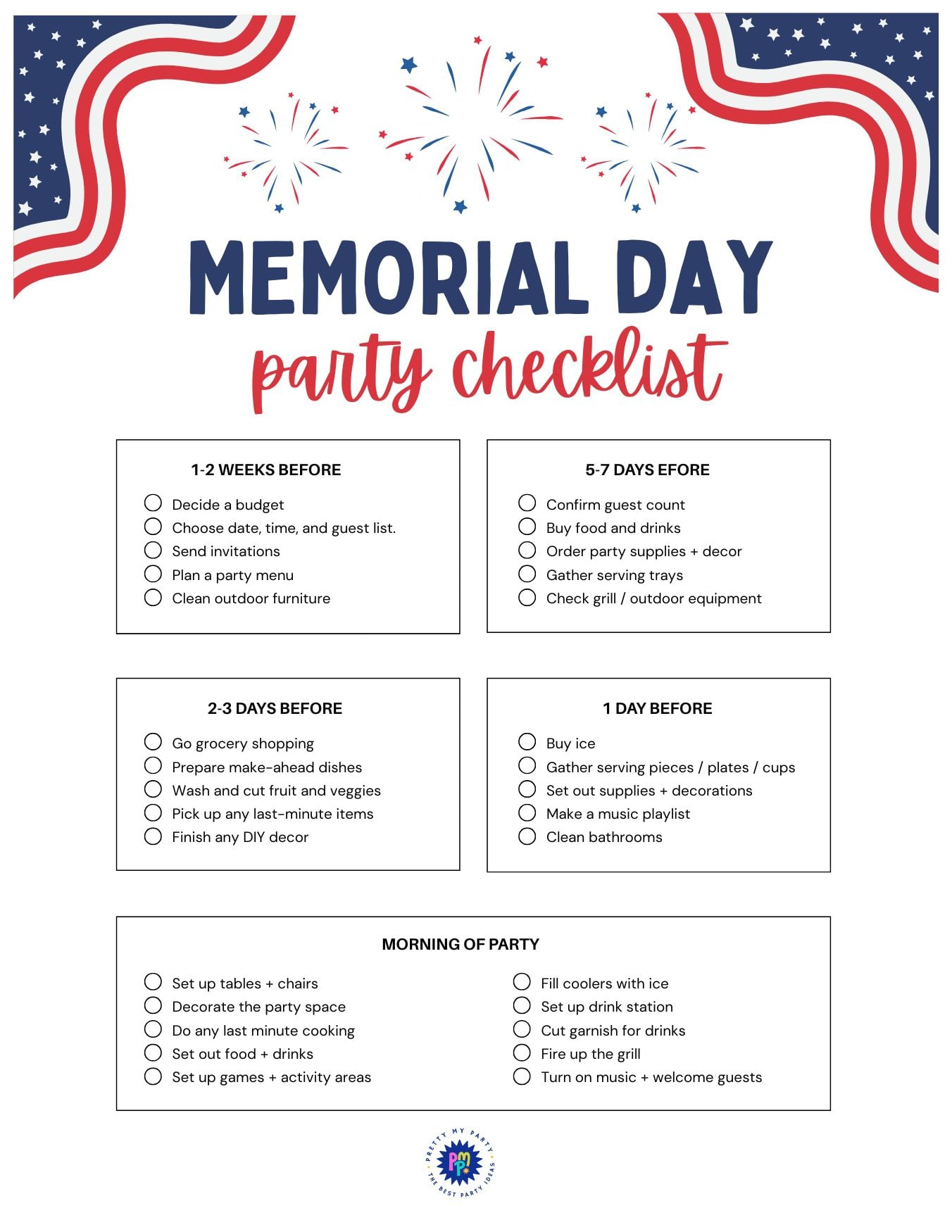 Get your FREE Memorial Day Party Checklist on www.prettymyparty.com