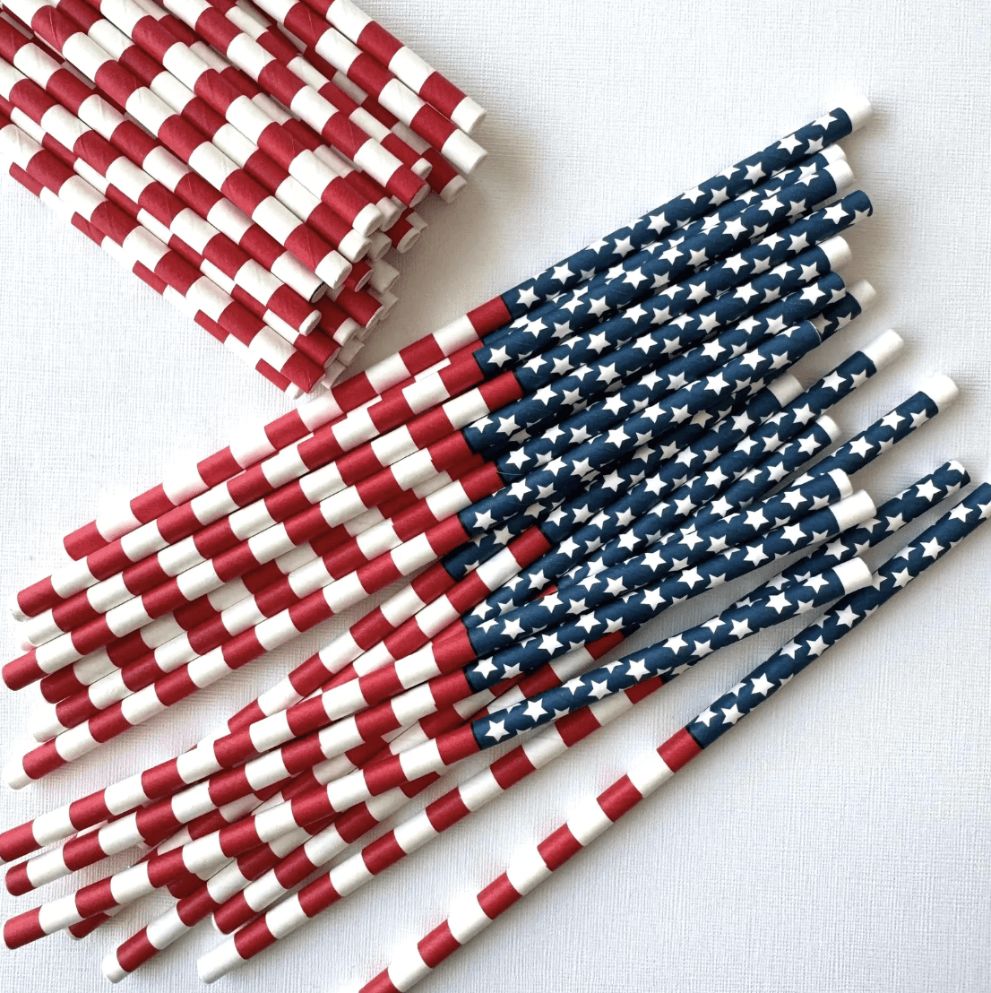 American Flag Patriotic Paper Straws