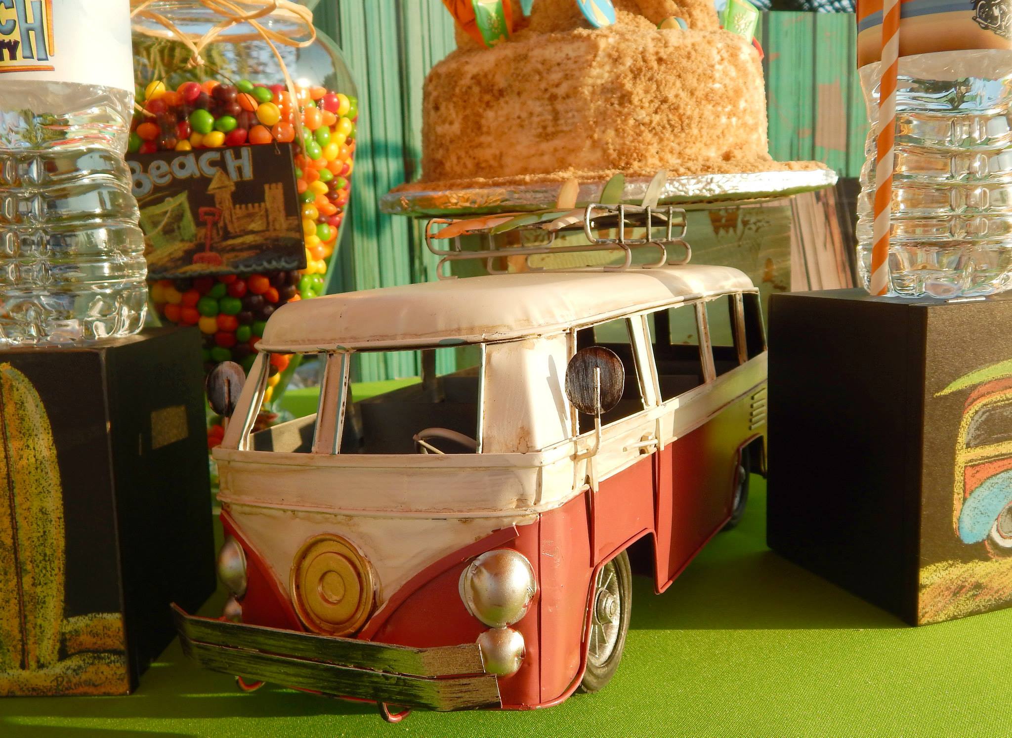 Vintage VW bus for a beach bash birthday