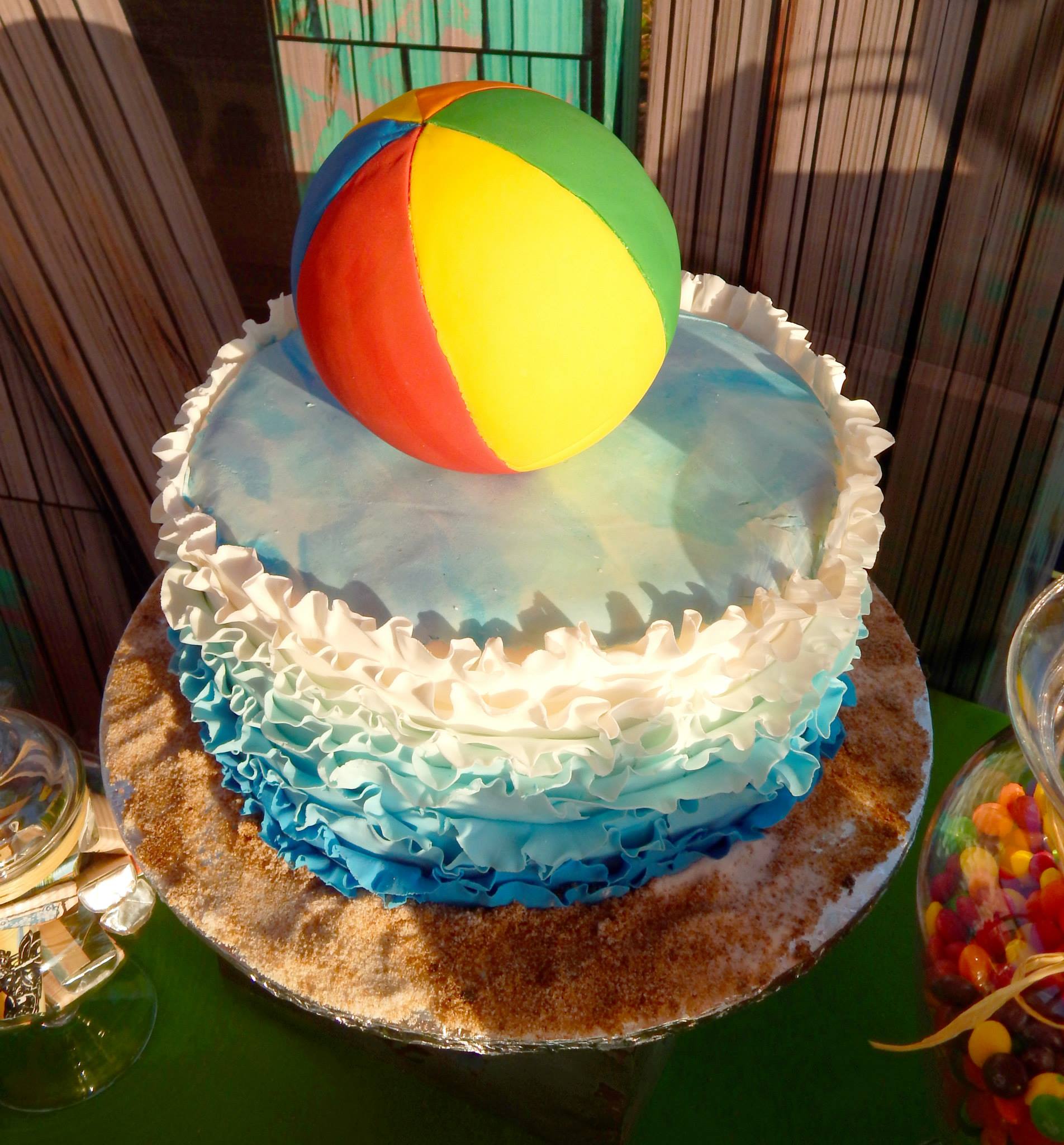 Beach themed birthday cake