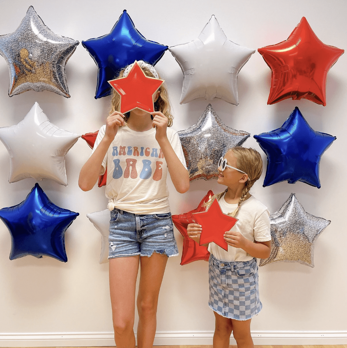 Red, white, and blue star balloons for Memorial Day parties