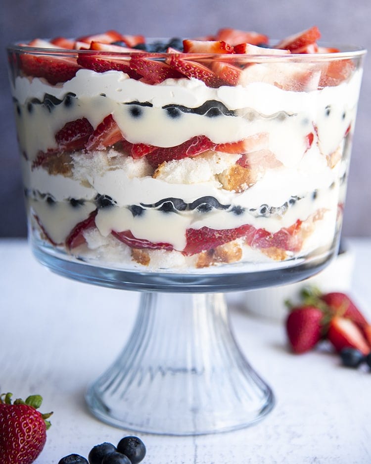 Red, white, and blue trifle