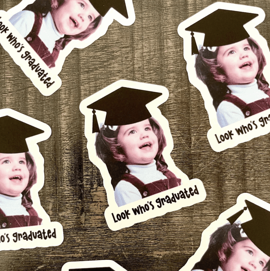 Personalized grad photo stickers