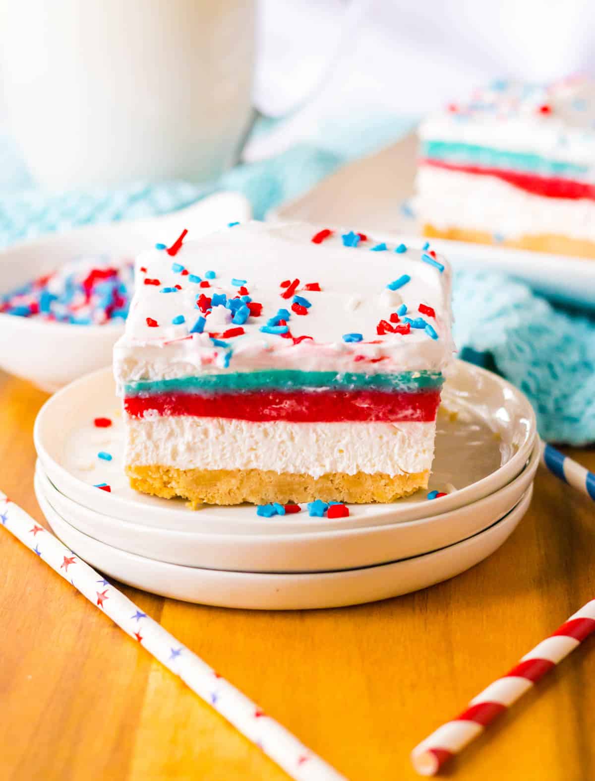 Red, white, and blue lush deessert