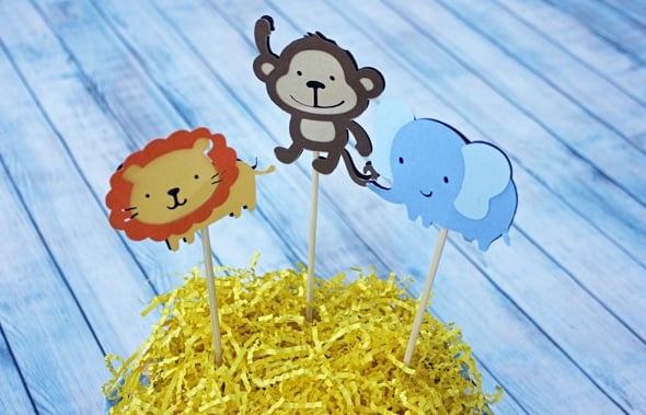 Diaper Cake Jungle Animal Toppers