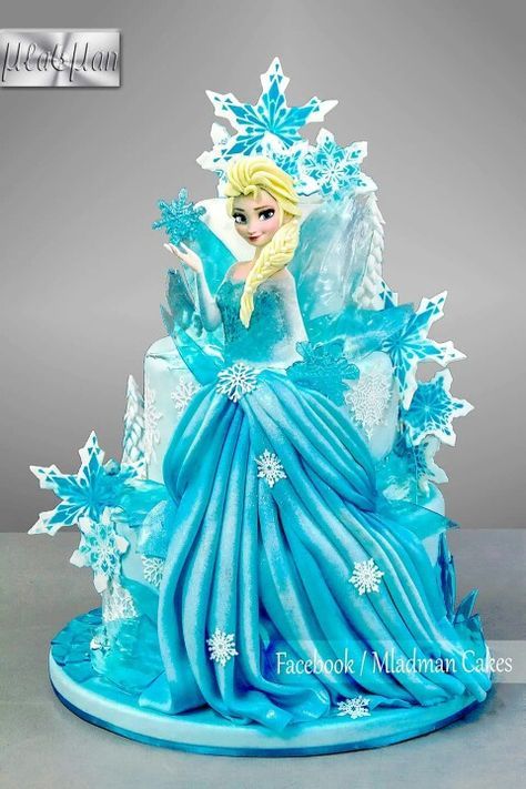 Frozen Theme Cake with Shading by Creme Castle