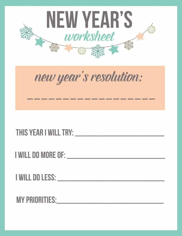 Free New Year's Resolution Printable