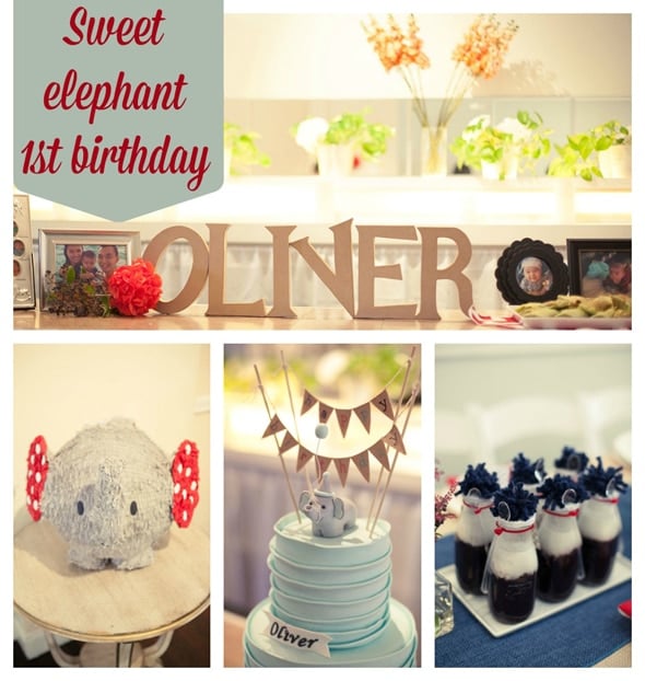 Elephant Themed First Birthday Party