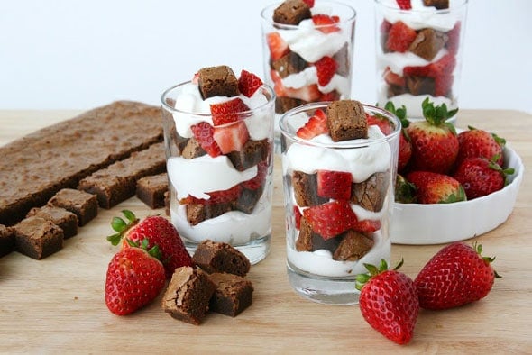 Brownie Strawberry Shortcake In A Cup - Party Desserts